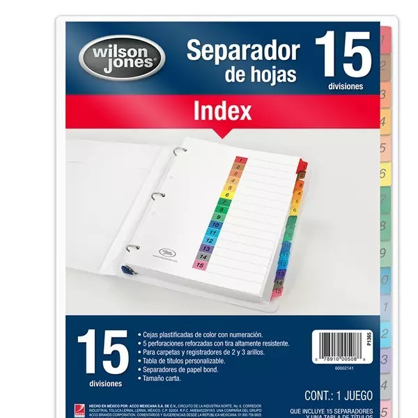 SEPARADOR NUM. CTA. 15 DIV. INDEX WILSON VCOL. P-1365 C24